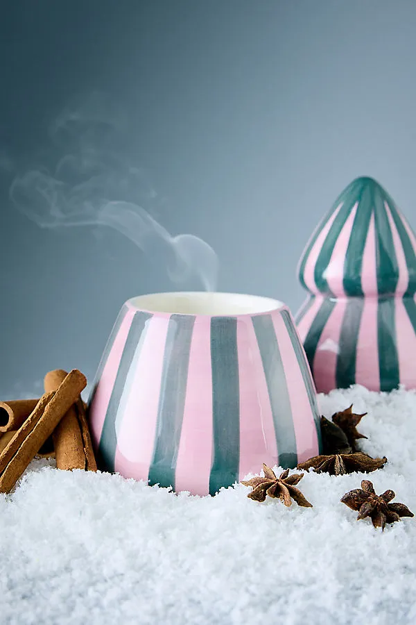 Cabana Cinnamon & Clove Christmas Ceramic Tree Candle - Pink by Anthropologie