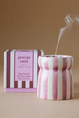 Cabana Grecian Sand Striped Ceramic Candle - Pink product