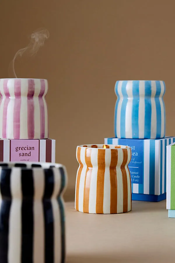 Cabana Lost at Sea Striped Ceramic Candle - Blue by Anthropologie, image 2