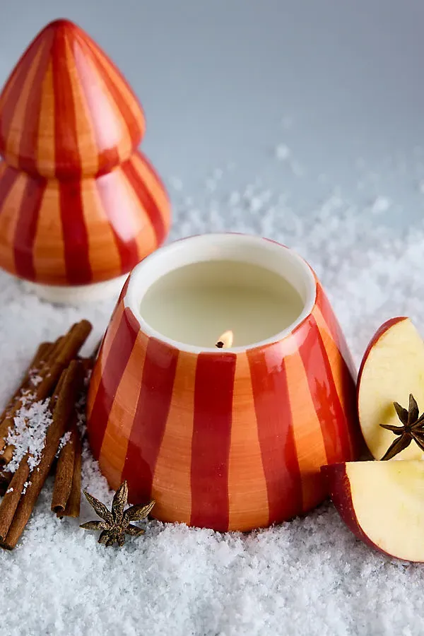 Cabana Spiced Apple Christmas Ceramic Tree Candle - Red by Anthropologie, alternate view