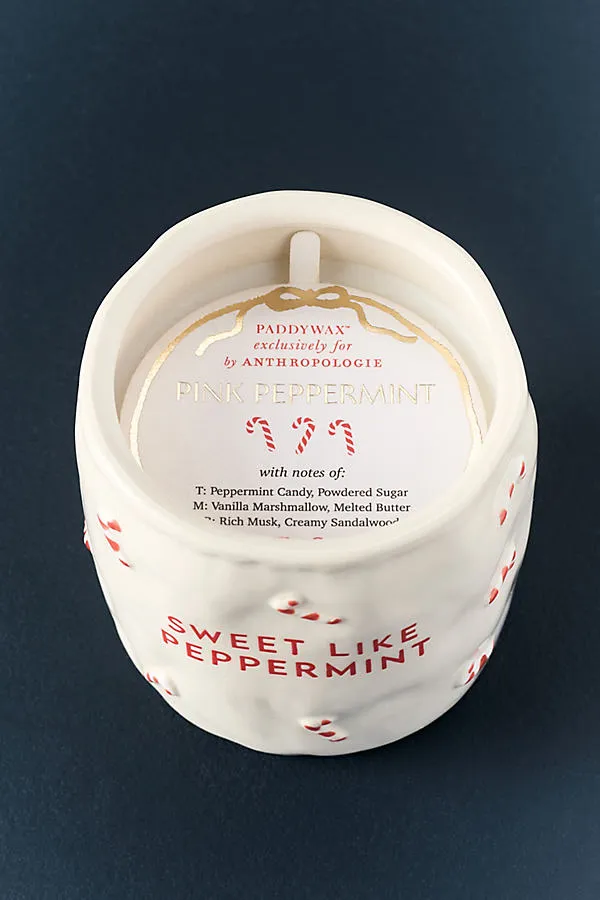 Candy Cane Sweet Like Peppermint Ceramic Candle - White by Anthropologie, alternate view