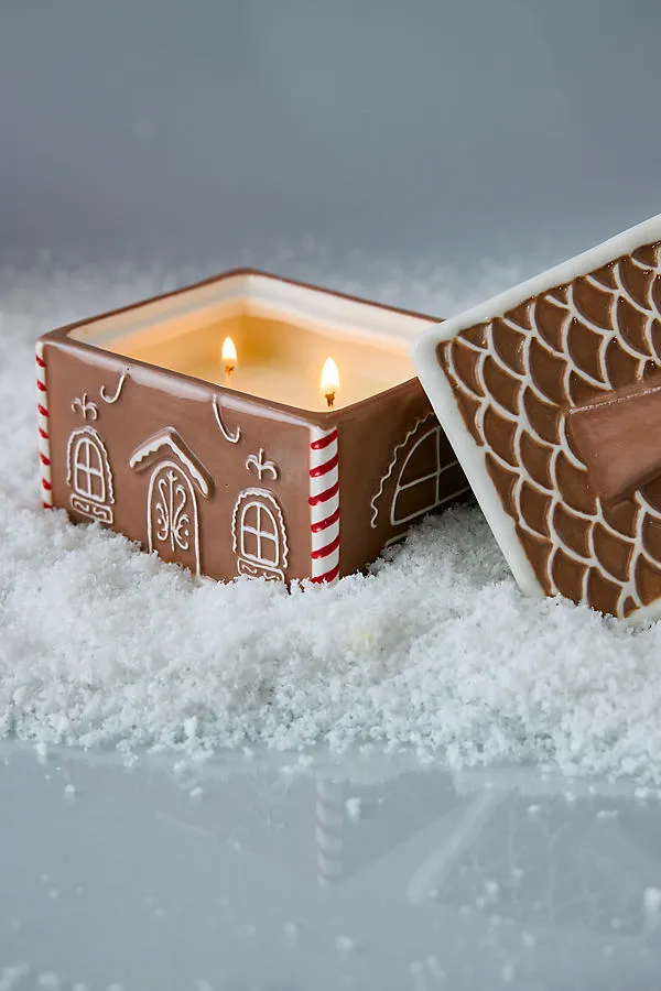 Gingerbread House Ceramic Candle - Brown by Anthropologie, alternate view