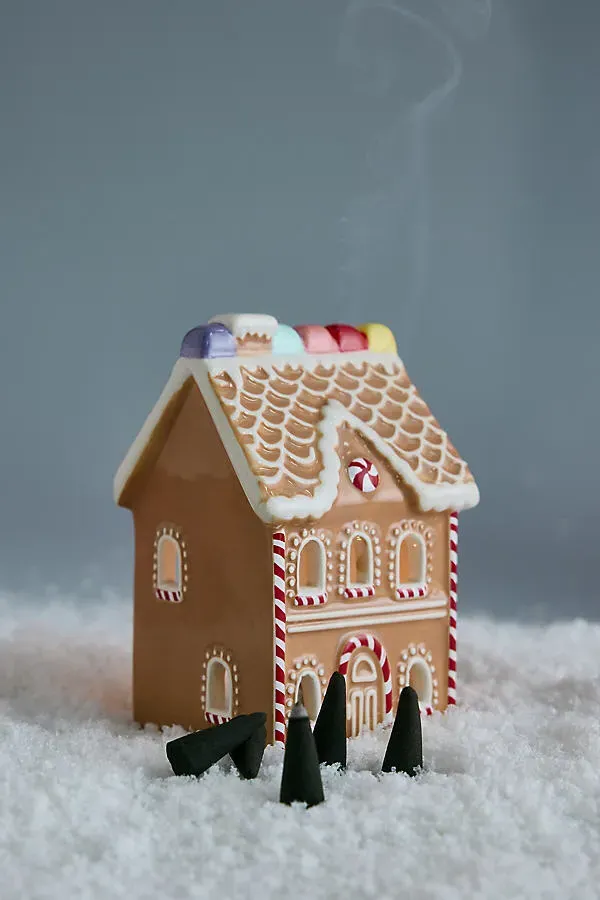 Gingerbread House Incense & Tealight Holder - Brown by Anthropologie, alternate view