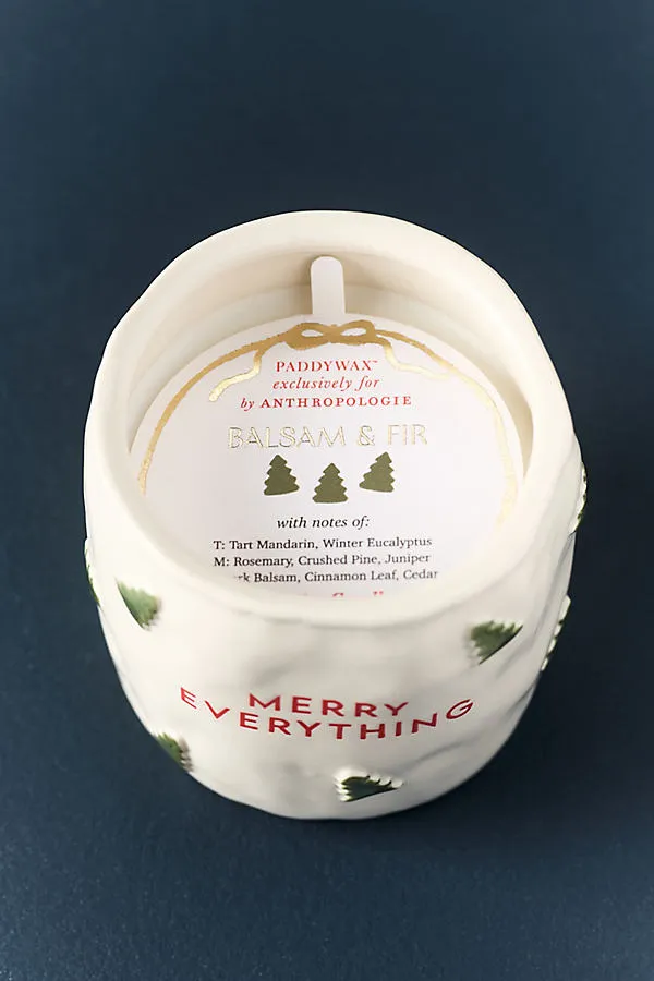 Merry Everything Balsam & Fir Ceramic Candle - White by Anthropologie, alternate view