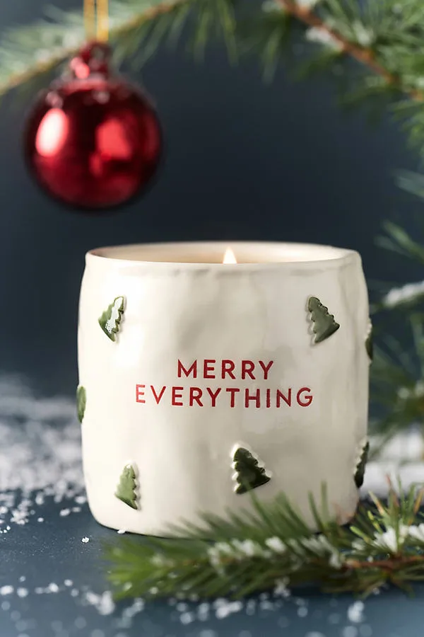 Merry Everything Balsam & Fir Ceramic Candle - White by Anthropologie