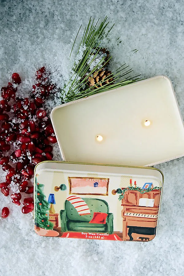 Pomegranate Spruce Christmas Tin Candle by Anthropologie, alternate view