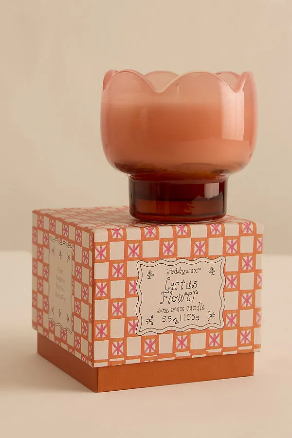 Tulip Cactus Flower Glass Candle - Pink, Cotton by Anthropologie, alternate view