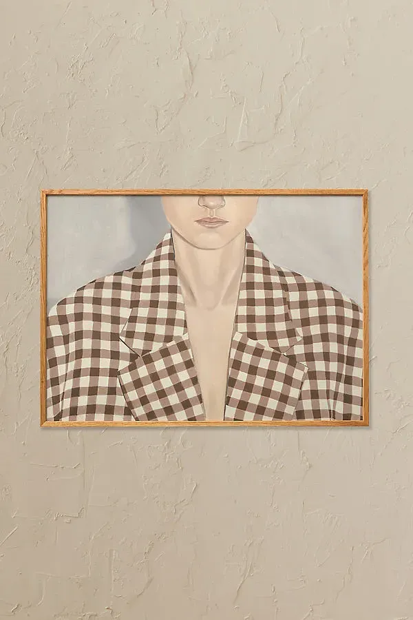 Check Shirt by Jonna Valtner Small Framed Wall Art - Brown product