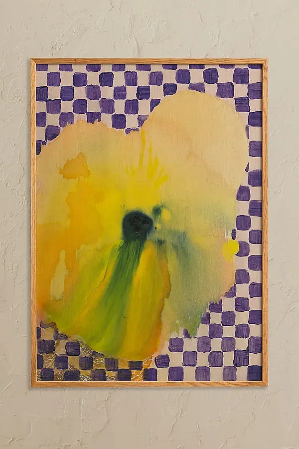 Flower with Checks 02 by Liat Greenberg Framed Wall Art Print - Purple by Anthropologie, image 2