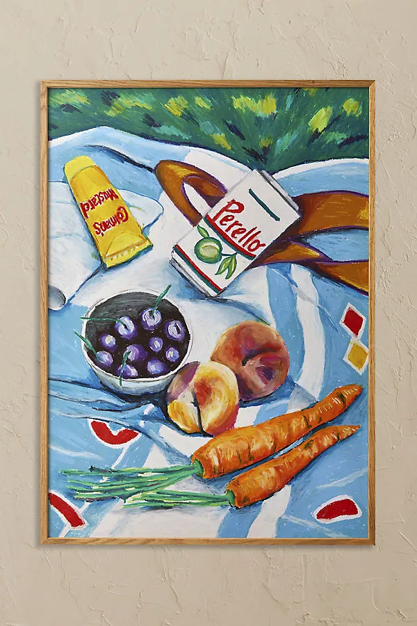The Picnic by Adee Ardon A3 Framed Wall Art - Blue, Acrylic by Anthropologie