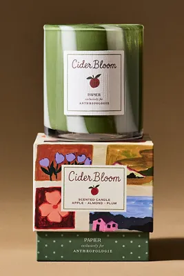 Anthropologie Fruity Cider Bloom Glass Candle - Green, Cotton product