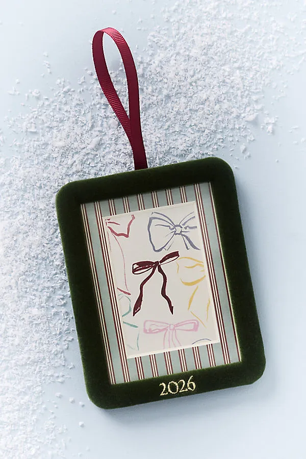 Anthropologie Velvet Framed Milestone Ornament - Green, alternate view