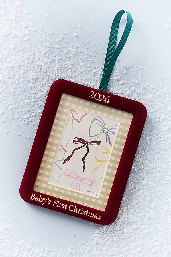 Anthropologie Velvet Framed Milestone Ornament - Red