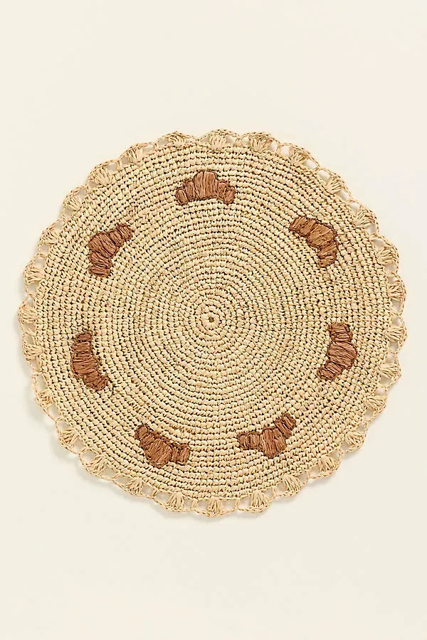 Handwoven Croissant Round Placemat - Brown, Raffia product