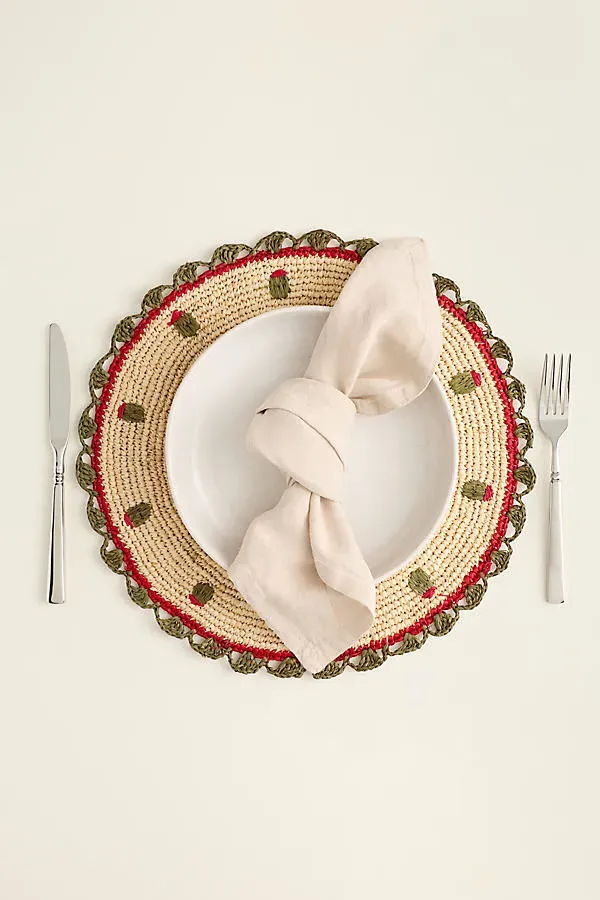 Handwoven Placemat - Olive, Raffia Palm by Anthropologie