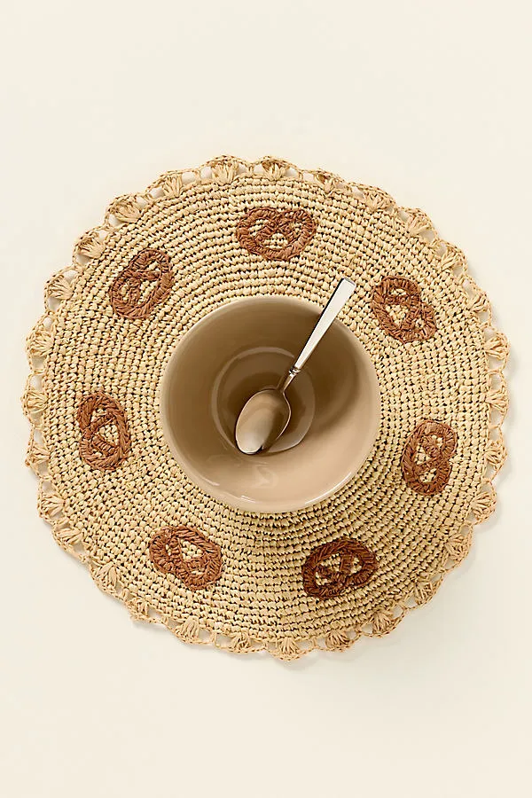Handwoven Pretzel Placemat - Brown, Raffia Palm by Anthropologie