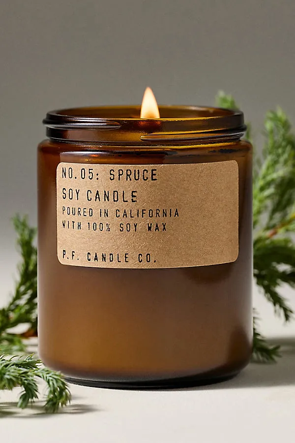 P.F. Candle Co. Woody Spruce Glass Candle - Cotton by Anthropologie