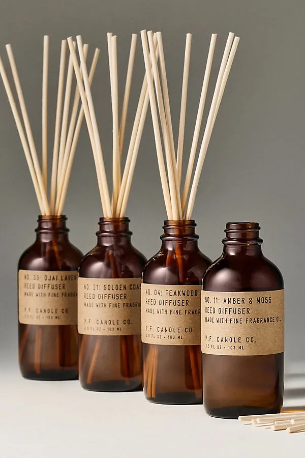 Teakwood & Tobacco Glass Reed Diffuser - Gold by Anthropologie, image 2