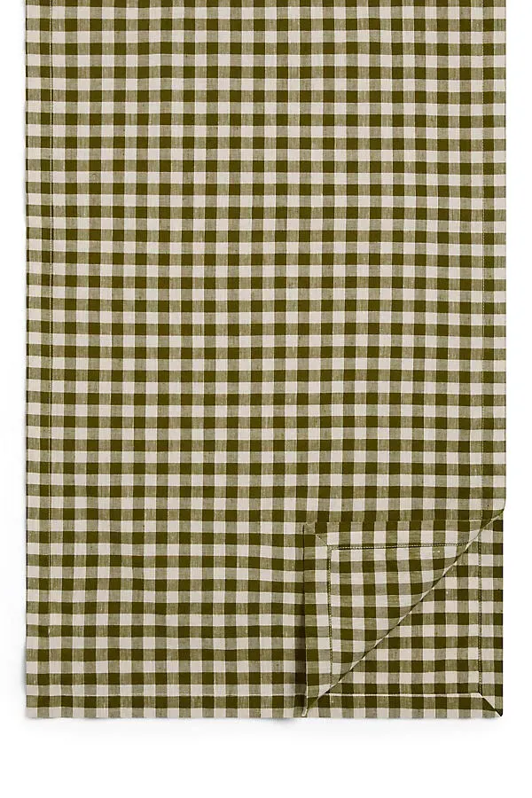 European Linen Table Runner - Green, Cotton/Linen by Anthropologie