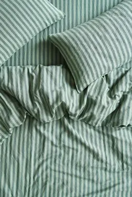 King Size Duvet Cover - Green, Cotton Linen by Anthropologie, image 2