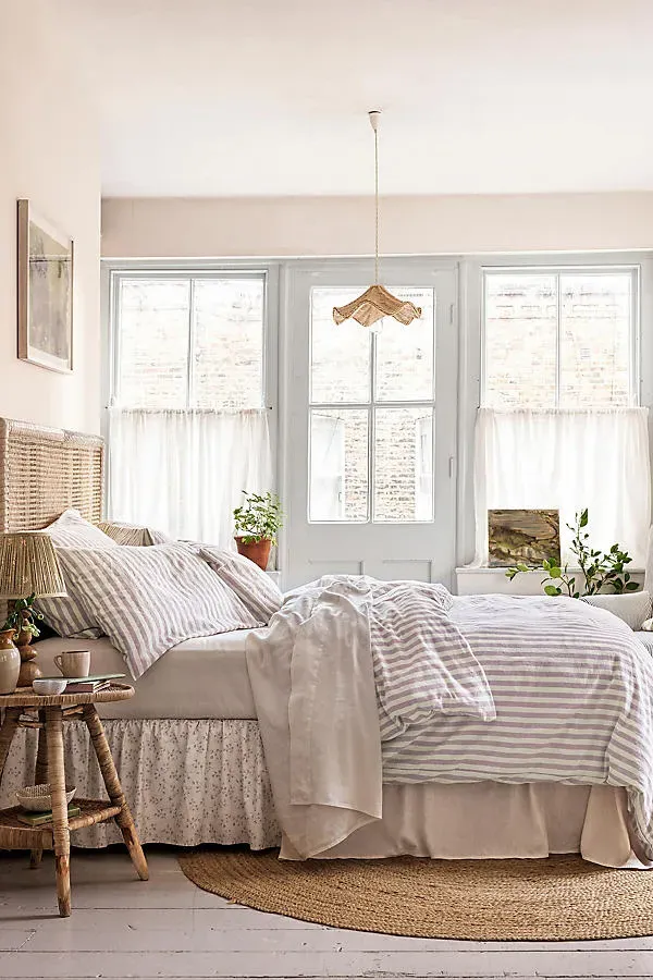 King Size Duvet Cover - Pink, Cotton Linen by Anthropologie