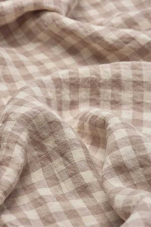 Mushroom Gingham Linen Pillowcase Set of 2 - Beige product