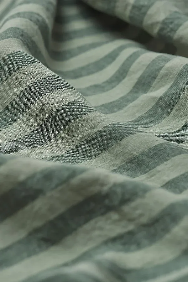 Pembroke Stripe Fitted Sheet - Pine Green, Linen product