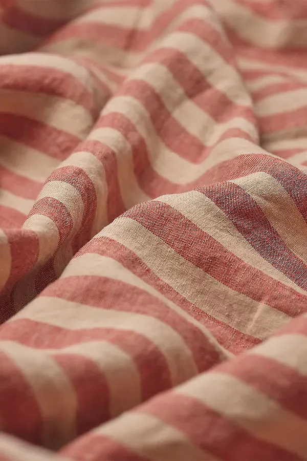 Pembroke Stripe Fitted Sheet - Sandstone Red, Linen product