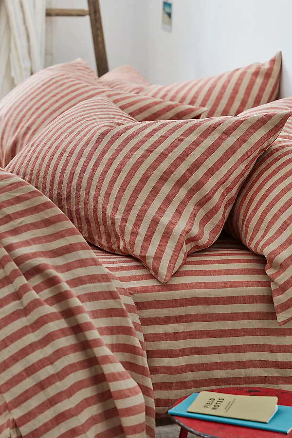 Pembroke Stripe Linen Pillowcase Set of 2 - Sandstone Red product