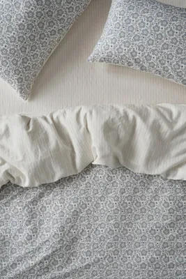 Posy Bud King Size Duvet Cover - Blue, Cotton Linen by Anthropologie, image 2