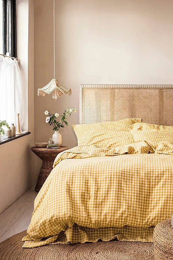 Queen Size Duvet Cover - Beige, Cotton Linen by Anthropologie