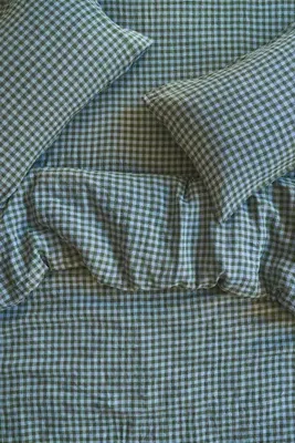 Queen Size Duvet Cover - Green, Cotton, Linen product