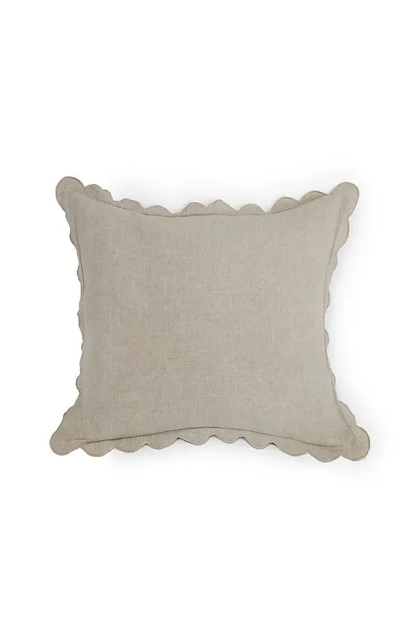 Kelly Euro Sham with Embroidered Scalloping - Beige, Flax Linen product