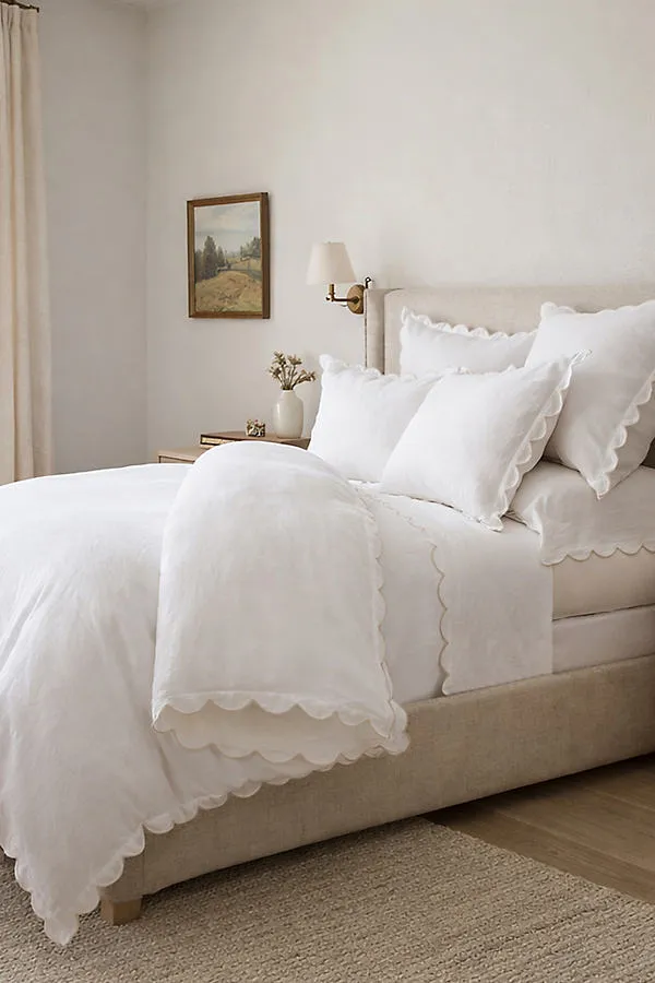 Kelly Queen Size Pillow Shams Set of 2 - White, Flax Linen product