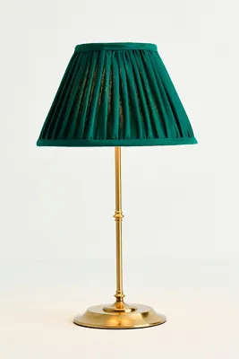 Reed Cordless Portable Ruched Shade Table Lamp - Green, Metal product