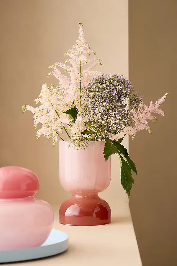 Two-Tone Glass Candle Holder - Pink by Anthropologie