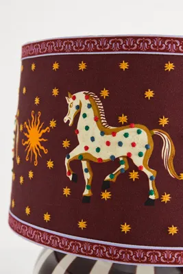 Horse 16" Drum Lampshade - Red, Cotton by Anthropologie, alternate view