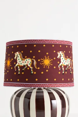 Horse Drum Lamp Shade - Maroon, Cotton product