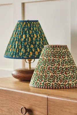 Ruched Small Lamp Shade - Blue, Cotton Voile product