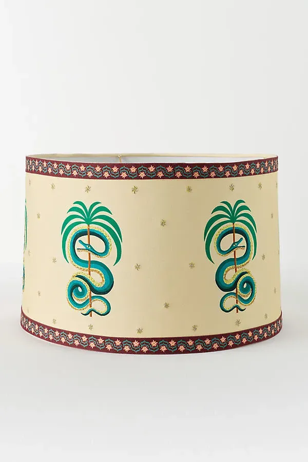 Snake 16" Drum Lampshade - Ivory, Cotton by Anthropologie