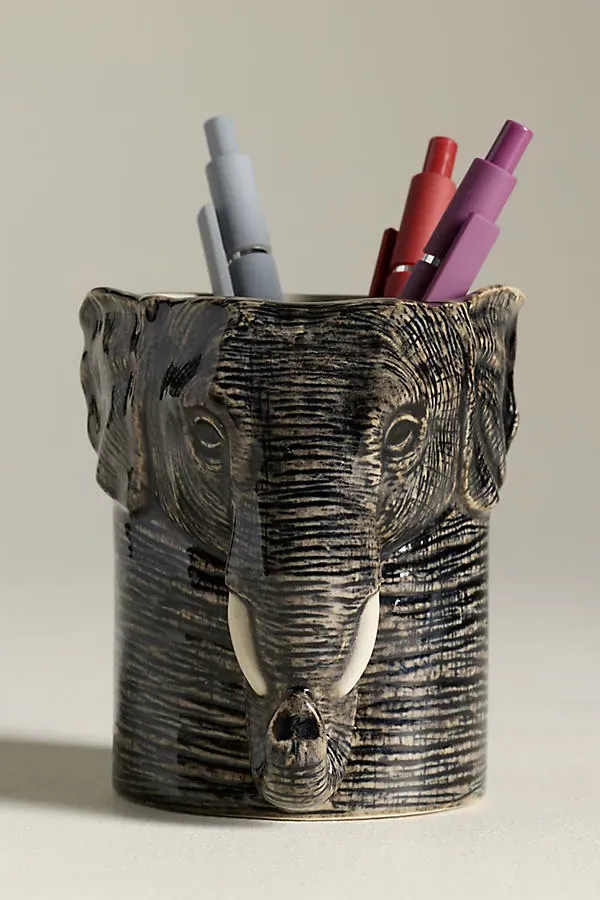 Quail Ceramics Animal Pencil Pot - Grey, Stoneware by Anthropologie