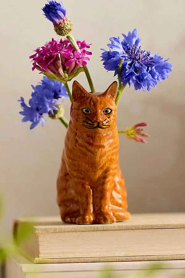 Quail Ceramics Cat Bud Vase - Orange product