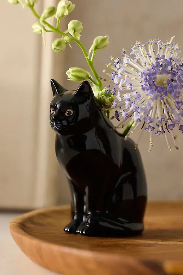 Quail Ceramics Lucky Cat Bud Vase - Black product