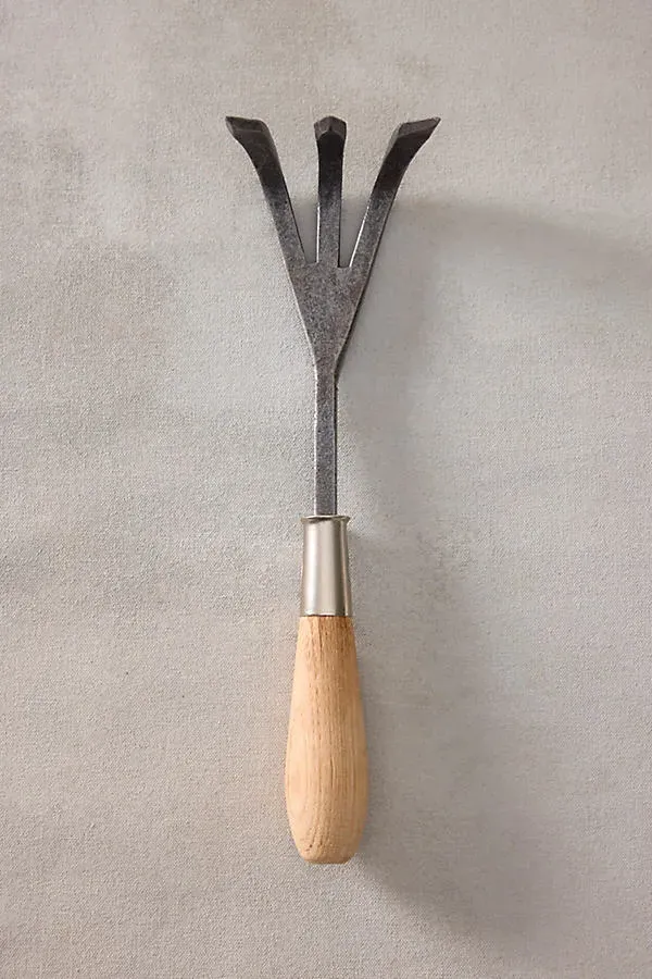 Red Pig Garden Tools Three-Tine Cultivator - Enamel Steel, Hickory product