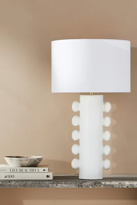 Epine Sculptural Table Lamp - White, Linen product