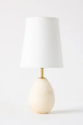 Jared Alabaster Mini Table Lamp - White, Linen alternate view