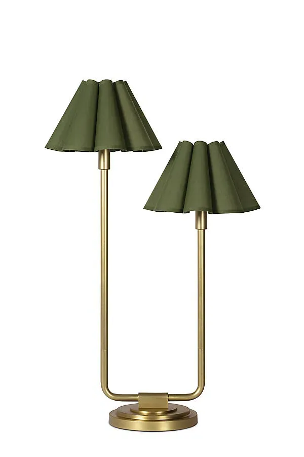 Polly Double Arm Table Lamp - Scalloped Shades, Natural Brass product