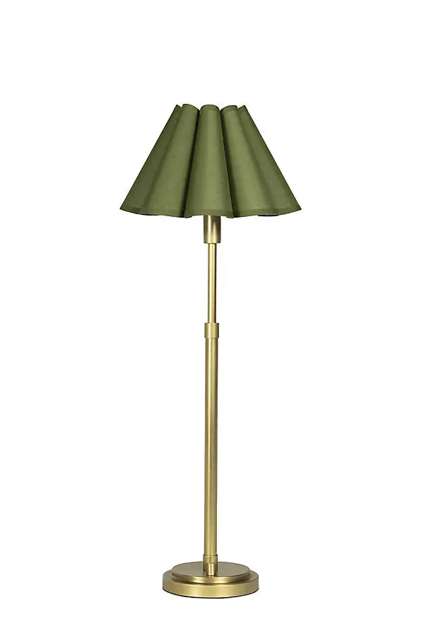 Polly Scalloped Buffet Table Lamp - Green, Linen product