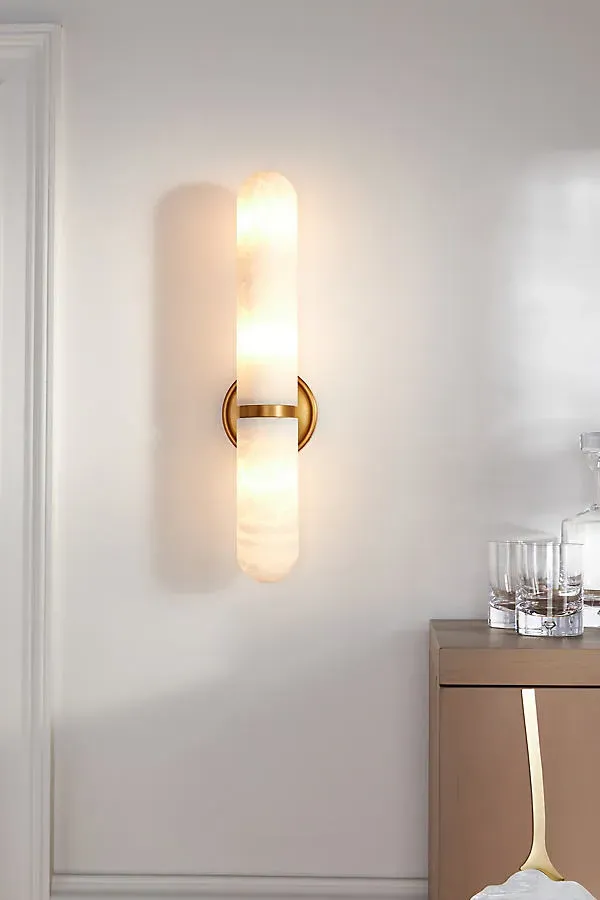 Reed Salon Double Wall Sconce - Yellow, Linen by Anthropologie