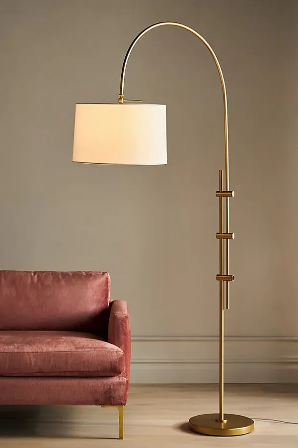 Regina Andrew Overarching Floor Lamp - Gold, Linen product